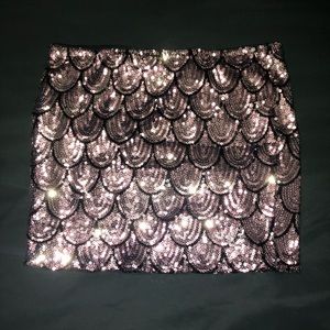 Copper Sequined Mini Skirt